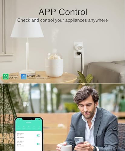 GHome Smart Mini Plug Compatible with Alexa and Google Home, WiFi Smart Outlet Socket Remote Control with Timer Function, Only Supports 2.4GHz Network, No Hub Required, ETL FCC Listed (4 Pack), White - Görsel 5