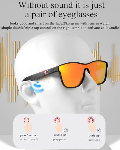 Smart Glasses,Bluetooth Sunglasses for Men Women with Speakers,Polarized Lenses,Touch/Voice Assistant - Görsel 4