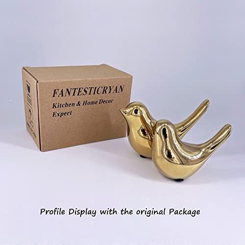 Small Birds Statues Gold Home Decor Modern Style Figurine Decorative Ornaments for Living Room, Bedroom, Office Desktop, Cabinets - Görsel 3