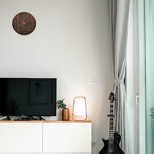 12 Inch Wall Clock Silent Non Ticking, Preciser Modern Style Decor Clock for Home, Office, School, Kitchen, Bedroom, Living Room (Brown) - Görsel 7