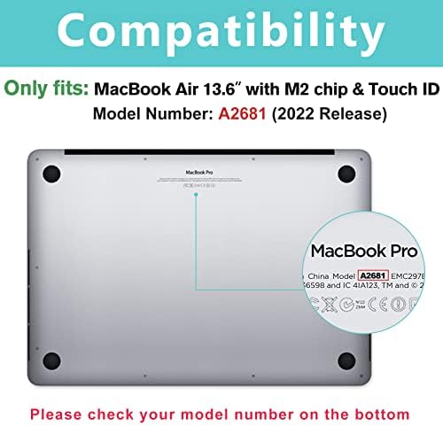 ProCase Hard Case for MacBook Air 13.6 Inch 2022 M2 A2681 with Touch ID, Heavy Duty Protective Cover Shell with Foldable Kickstands -Grey - Görsel 2