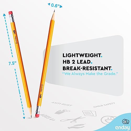 Enday #2 Pencils Bulk - 500 Pack, Pre-Sharpened Wood-Cased Pencils in Bulk with Latex-Free Eraser Top, Yellow Pencils for Office and Classroom Supplies - Görsel 6