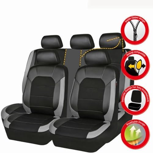 DPENGRUINB Skoda Kamiq/2019 2020 2021 2022 2023 2024 için araç koltuk kılıfı seti, su geçirmez araç koltuk kılıfları, poliüretan deri koltuk koruyucu ön koltuklar ve arka koltuklar iç mekan aksesuarı, - Görsel 6