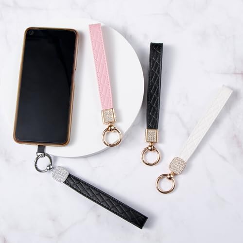 Poagoep Leather Phone Wrist Strap Cell Phone Strap Phone Lanyard with Tether Tab Hands-Free Wristlet Keychain for Women - Görsel 5
