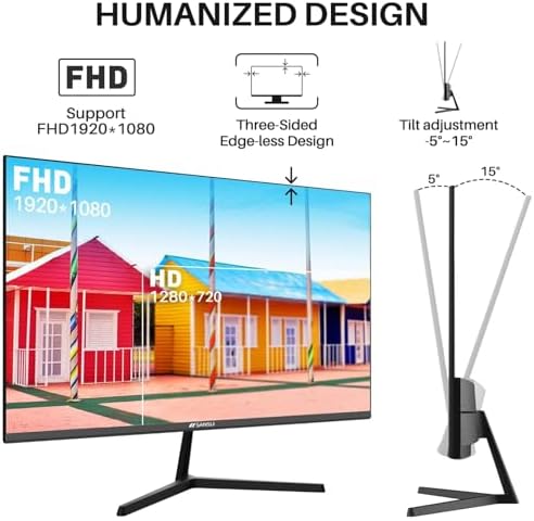 SANSUI 24 Inch Monitor with Built-in Speakers, USB Type-C 100 Hz FHD 1080P Monitor，HDMI DP HDR10 Game RTS/FPS Tilt Adjustable VESA Compatible for Working Gaming(ES-24X3 Type-C & HDMI Cable Included) - Görsel 7