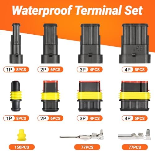 Preciva araç fişi, 300 adet su geçirmez araç bağlantı kiti, sıkma pensesi (0,5 – 1,5 mm²), kablo fişi (1/2/3/4 kutuplu), otomobil, bot, kamyon için uygun - Görsel 5