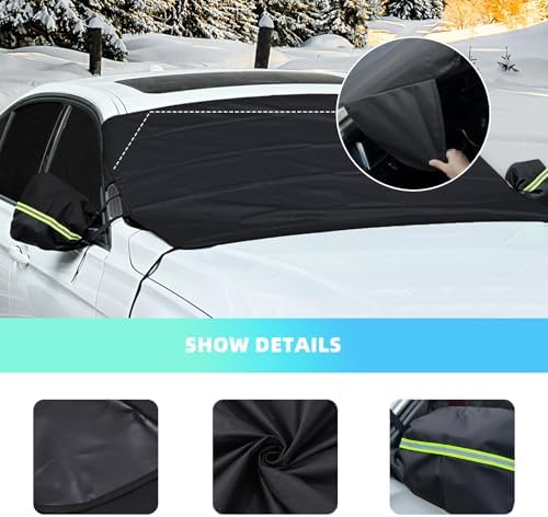 Zhufas Ön cam örtüsü, kış, ön cam örtüsü, kış, araba ön cam örtüsü, kış için araç camı örtüsü, kış, don, UV güneş toz, otomobil, SUV için (190 x 107 cm) - Görsel 7