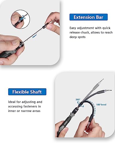 SHOWPIN 122 in 1 Precision Computer Screwdriver Kit, Laptop Screwdriver Sets with 101 Magnetic Drill Bits, Electronics Tool Kit Compatible for Tablet, PC, iPhone, PS4 Repair - Görsel 3