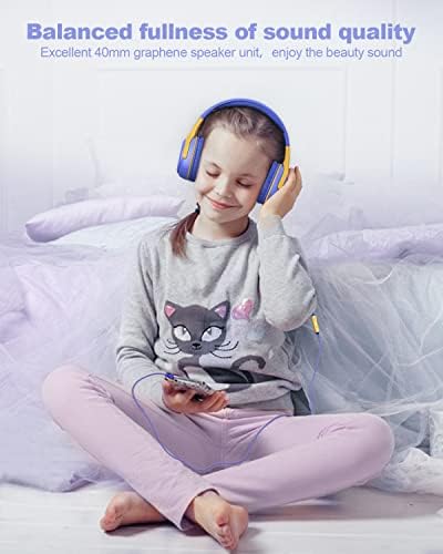 Kids Headphones Wired with Microphone for ipad Computer Laptop for Boys Girls Volume Limit Foldable Over Ear Headset for School 3.5mm Jack - Görsel 7