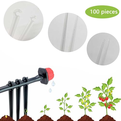 QIUMING 100 adet Micro Drip System bahçe sulama sistemi, bahçe pantolonu, zemin çapası, mikro damla, boru tutucu, bahçe mikro damlatma, 4/7 boru, mikro sprey, damla sulama (beyaz) - Görsel 3