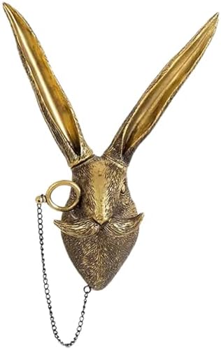 UITWMKTG Gold Animal Head Wall Decor Wall Sculpture Home Decor Statue for Living Room Office Bedroom Modern Decor for Men Women Rabbit - Görsel 1