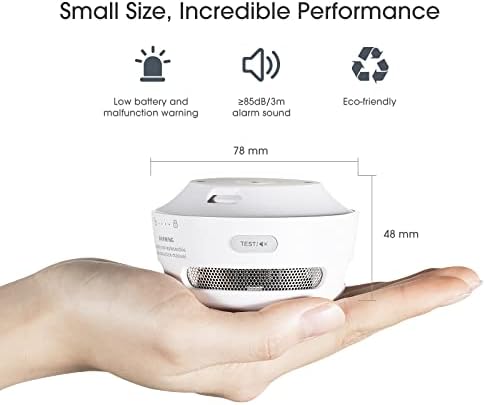 X-Sense Mini Smoke Detector, 10-Year Battery Photoelectric Smoke Fire Alarm with LED Indicator & Silence Button, XS01 - Görsel 6