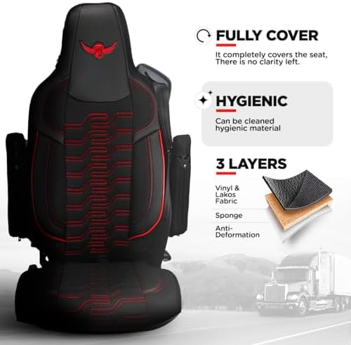LUCARO Kamyon koltuk kılıfı, Scania R serisi 2013 yılından itibaren, S serisi 2017'den itibaren - Konforlu ve uyumlu koltuk kılıfları - kamyon aksesuarı - yüksek kaliteli jakarlı ve ekolojik deri gri - Görsel 3