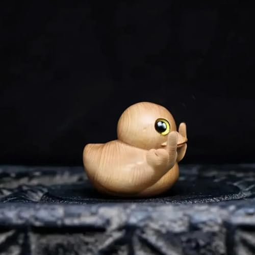 Handmade Wooden Middle Finger Duck Figurine, Funny Mini Duck Statue for Home, Office, Car Decor - Görsel 4