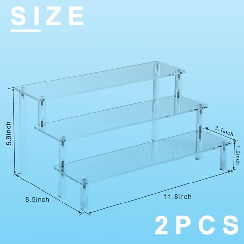 2PCS Acrylic Risers Display Stands, 3 Tier Perfume Organizer Display Shelf & Versatile Cupcake Stand Holder, Display Risers for Figures, Dessert Shelves for Party for Decoration and Organizer - Görsel 2