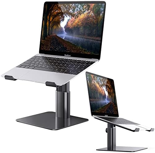 Shmyby Laptop Stand, Ergonomic Aluminum Laptop Stand for Desk, Adjustable Laptop Riser Compatible with MacBook, Air, Pro, Dell XPS, HP, Xiaomi, Samsung, and Other 10-17 inches laptops - Görsel 1