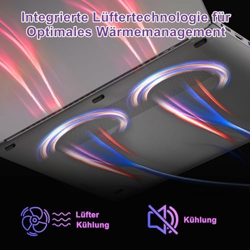 Laptop 16 inç 16 GB RAM 512 GB SSD 1 TB genişletmeli, Laptop Win 11 Core i3-1000NG4 (3,2 GHz'e kadar), 1920 x 1200 〗WiFi, 2,5, BT4.2 kablosuz fare ve Almanca klavye gövdesi – Gri - Görsel 7