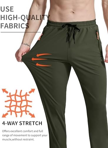 Men's Joggers Pants with Zipper Pockets Athletic Running Stretch Sweatpants for Men Workout Gym Track Golf - Görsel 4