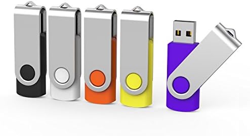 Aiibe 5 Pack 64GB USB Flash Drive 64 GB Flash Drives Thumb Drive Swivel USB Stick USB 2.0 Pen Drive (64G, 5 Mixed Colors Black Red Yellow White Purple) - Görsel 1
