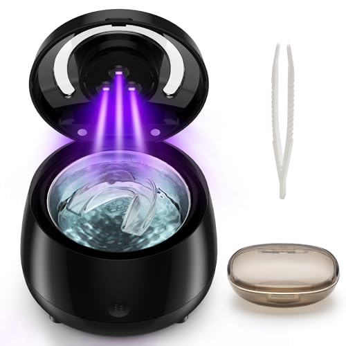 Ultrasonic Retainer Cleaner Machine, 43kHz Ultrasonic Denture Cleaner with Retainer Cleaning Cartridge for Dentures, Aligner, Mouth Guards, Retainer, All Dental Appliances, Black - Görsel 2