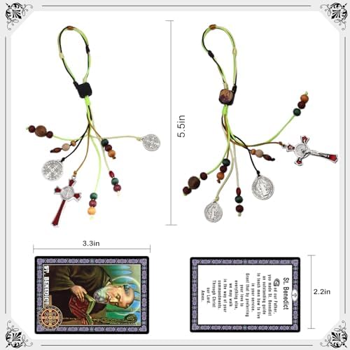 St Benedict Medals for Door with Saint Benedict Prayer Cards Home Protection,House Blessing Gift Set for New Home Catholic Decor,Medalla De San Benito Decoracion Para Casa,Escapularios Catolicos - Görsel 2