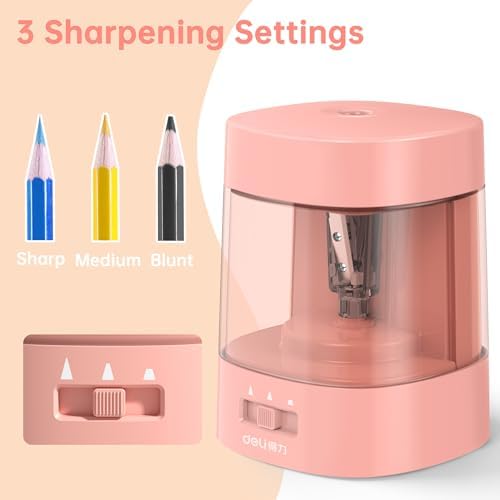 Deli Electric Pencil Sharpener, Automatic Pencil Sharpeners for No.2 Pencils Colored Pencils, USB & Battery Operated Pencil Sharpener for Kids, School, Home, Office, Classroom, Pink - Görsel 2