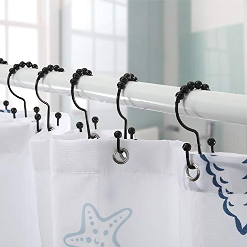 Shower Curtain Hooks, Goowin Shower Curtain Rings, Stainless Steel Black Shower Curtain Hooks, Shower Curtain Rings Rust Proof, Free Sliding Double Shower Hooks for Shower Curtain & Liners (Black) - Görsel 2