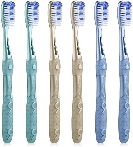 Medium Toothbrushes for Adults, Whitening Toothbrush with Spiral Medium Bristles for Smoke Tea Coffee Stain, Deep Plaque Removal, Rounded Bristle Tips for Gentle Cleaning (6 Pack) - Görsel 1