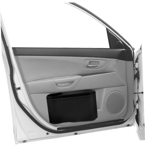 BUGUUYO Auto Mülleimer Auto Müll Halter Auto-müllbehälter Autozubehör Auto-mülleimer Mülleimer Für Autositz Autotür Mülleimer Mit Deckel Autotür-mülleimer Kleiner Automülleimer Black Leder - Görsel 5