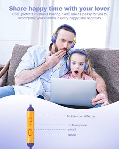 Kids Headphones Wired with Microphone for ipad Computer Laptop for Boys Girls Volume Limit Foldable Over Ear Headset for School 3.5mm Jack - Görsel 4