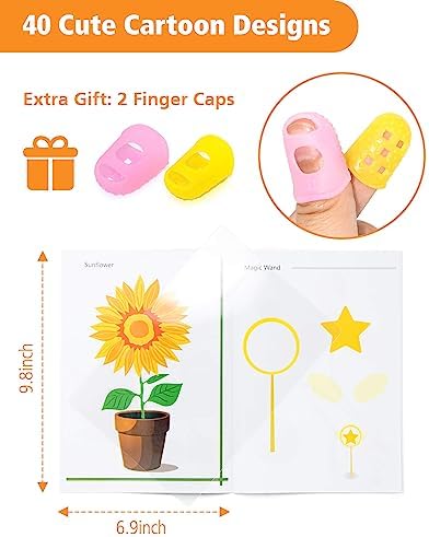 3D Printing Drawing Book, Reusable Colorful 40 Patterns Thick Paper Template with a Clear Plate, Painting Graffiti Template for 3D Pen Kids DIY Gift - Görsel 4