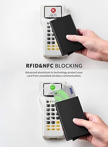 VULKIT Pop Up Wallet, Minimalist Credit Card Holder RFID Blocking Slim Metal Case for Men - Görsel 3