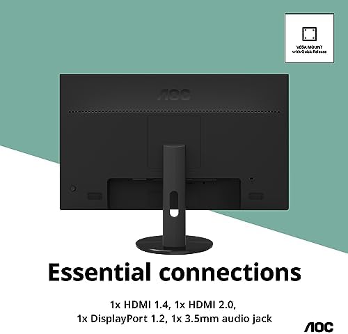 AOC U2790VQ 27" 4K 3840x2160 UHD Frameless Monitor, IPS, 5ms, 1 Billion+ Colors, 108% sRGB, VESA, Black - Görsel 5