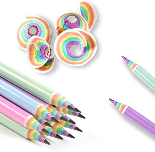 ECOTREE Eco-friendly Wood & Plastic Free Rainbow Recycled Paper #2 HB Pencils For School and Office Supplies, Pre-sharpened,12-Pack - Görsel 1