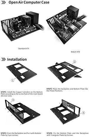 DIY Gaming Computer Case, ATX Open Chassis Case Rack for ATX/M-ATX/ITX Motherboards,Widely Body Heat Dissipation Design, SSD Motherboards Accessories - Görsel 4
