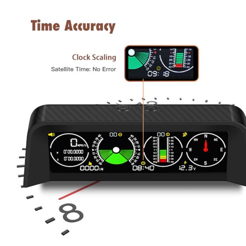 ELING Evrensel Araç Eğim Ölçer, Offroad Clinometre, Dönüş Açısı, Eğim Ölçer, GPS Takometre, Pusulalı, Zaman, Volt Göstergesi, Otomobil, SUV - Görsel 2