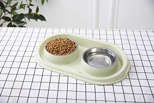 MXCELL Double Dog Cat Food Bowls, Stainless Steel Pet Bowls Dog Water Bowls with No-Spill and Non-Skid PP Station, Food Water Feeder for Cats and Small Dogs - Görsel 4