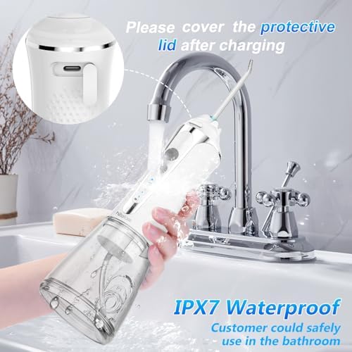 H2ofloss Water Dental Flosser Cordless, 300ML Rechargeable Oral Irrigator for Teeth Cleaning, Portable & IPX7 Waterproof Teeth Cleaner Pick for Braces Home Travel - Görsel 5