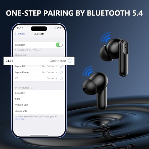 Wireless Earbuds, 42H Playtime in-Ear Headphones, HiFi Stereo Earphones with Microphone for TV/Phone/Laptop/Computer - Görsel 4