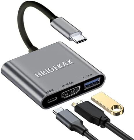 USB C to HDMI Adapter for Mac, 3-in-1 USB C HDMI Adapter with 4K HDMI Output USB 3.0 Port & PD 100W Fast Charging Port for MacBook Pro, iPhone 15, Samsung Gaalaxy S24/S23, Dell XPS, etc - Görsel 1