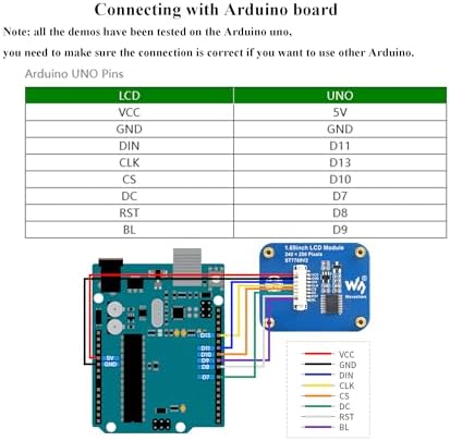 waveshare 1.69inch LCD Display Module, 240x280 IPS Screen, 262K RGB Display Colors, SPI Interface,Embedded ST7789V2 driver chip, Using SPI Interface, Compatible with Arduino,Raspberry Pi, STM32, etc. - Görsel 6