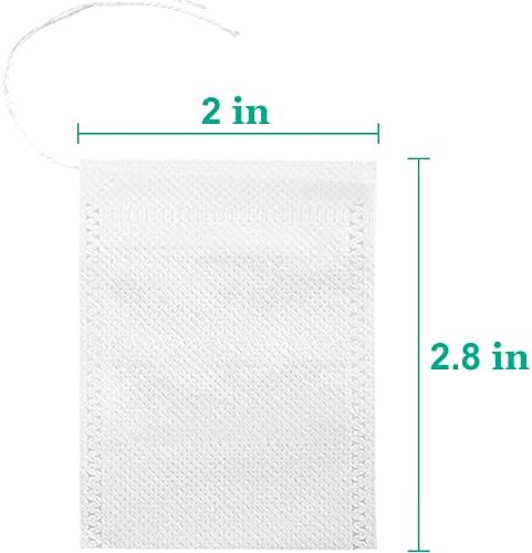 200pcs Cold Brew Coffee Filter Bags, 2'' x 2.8'' No Mess Disposable Filter Bag with Drawstring for Coffee Grounds & Loose Teas - Görsel 3