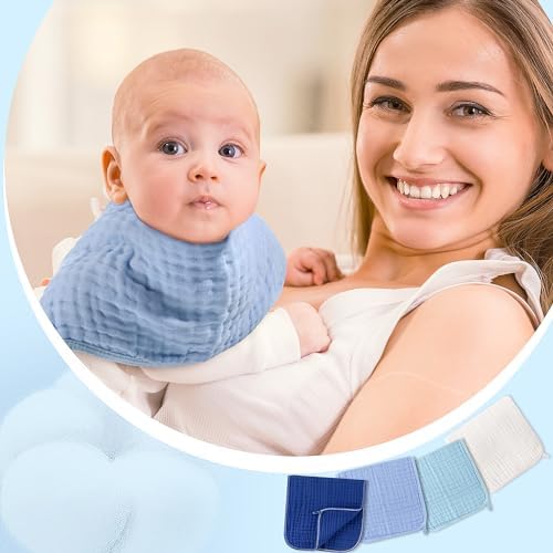 Buryeah 20 Pcs Large 20 x 10 Inch Burp Cloths Multi Colors Washcloths Baby Burping Cloth Diapers 6 Absorbent Layers Face Towels (Cool Colors) - Görsel 7