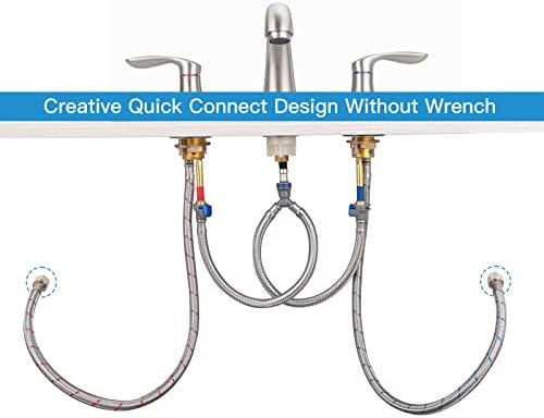 Bathroom Sink Faucet, Faucet for Bathroom Sink, Widespread Brushed Nickel Bathroom Faucet 3 Hole with Stainless Steel Pop Up Drain and cUPC Lead-Free Hose - (Brushed Nickel) - Görsel 7