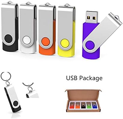 Aiibe 5 Pack 64GB USB Flash Drive 64 GB Flash Drives Thumb Drive Swivel USB Stick USB 2.0 Pen Drive (64G, 5 Mixed Colors Black Red Yellow White Purple) - Görsel 7