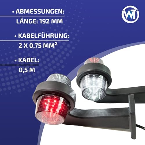 2 x LED lastik sınırlama lambası, yan lamba, 12 V 24 V, Old School STYLE DARK Graphite pozisyon lambası, otomobil, kamyon, otomobil, karavan lambası, lamba, ışık, kırmızı, beyaz - Görsel 3