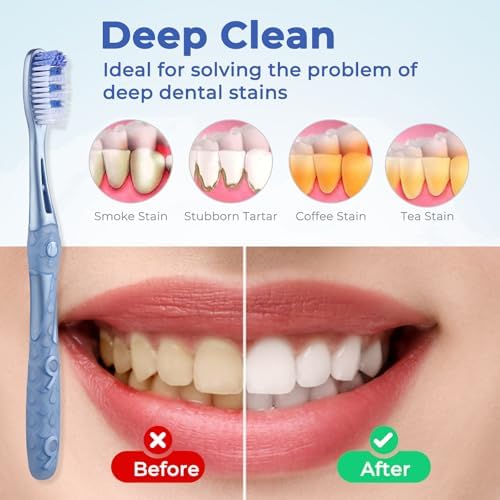 Medium Toothbrushes for Adults, Whitening Toothbrush with Spiral Medium Bristles for Smoke Tea Coffee Stain, Deep Plaque Removal, Rounded Bristle Tips for Gentle Cleaning (6 Pack) - Görsel 2