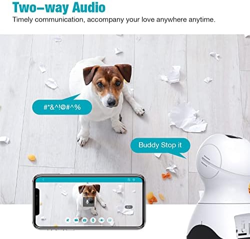 VIMTAG Pet Camera, 2.5K HD Pet Cam, 360° Pan/Tilt View Angel with Two Way Audio, Dog Camera with Phone APP, Motion Tracking Alarm,Night Vision,24/7 Recording with Cloud/Local SD, Smart Home Indoor Cam - Görsel 2