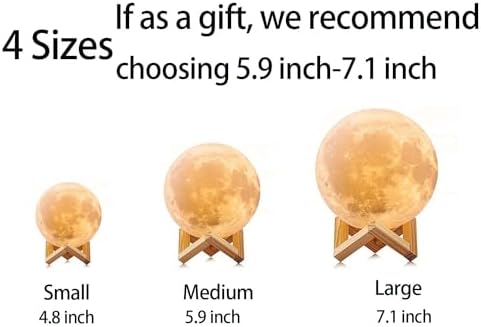 CPLA Moon Lamp 2023 Upgrade 128 Colors with Timing- 3D Printing Moon Night Light for Kids Adults Bedroom Space Decor Cool Gifts for Girls Boys- Wooden Stand & Remote/Touch Control 4.8 inch (Small) - Görsel 2