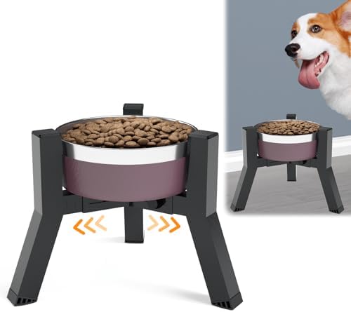 SHAINFUN Elevated Dog Bowls, Adjustable Width Raised Dog Bowl Stand for 5.2-7.8" Wide Bowls, Dog Food and Water Feeder Bowls for Medium Small Dogs, 7.8in Tall, (Bowl Not Included) - Görsel 1